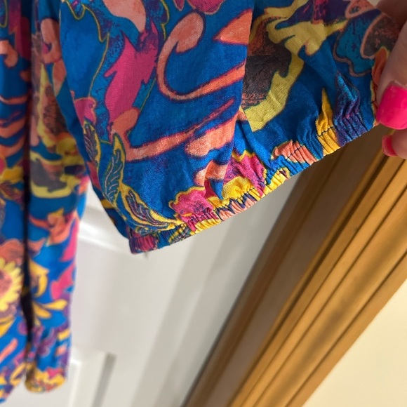 Terra & Sky top multicolor puffed sleeve feminine tiered baby doll easy fit 1X - Picture 5 of 6